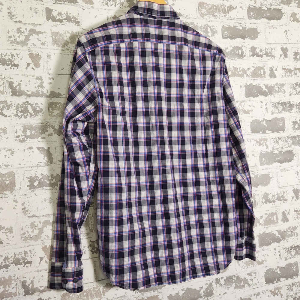 Banana Republic Slim Fit Plaid Long Sleeve Button Down Shirt Men's Medium Purple - Picture 9 of 16